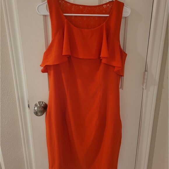 Bisou Bisou Orange Sleeveless Fitted Dress Size 10 - Picture 4 of 10